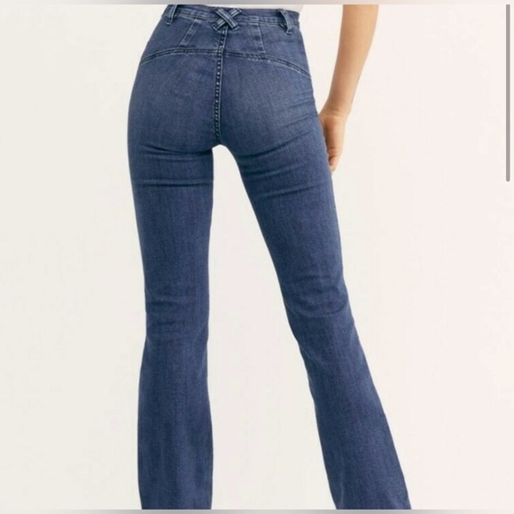 Free People We The Free Jeans NWT HP Jean.Eva Lace-Up High Rise Boot Cut Size 31 - Picture 3 of 11